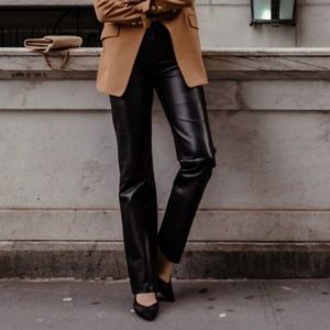 New • Dana Buchman • The Straight Leg Leather Pants in True Black